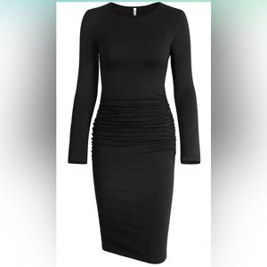 Missufe XL Women's NWOT Long Sleeve Ruched Casual Sundress Bodycon Sheath Dress